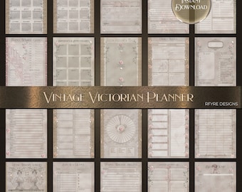 Kit de planificador vintage de rosas victorianas, páginas imprimibles (descarga digital)