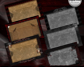 Juego de tarjetas góticas: Efímeras florales oscuras vintage (descarga digital)