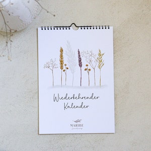 Recurring floral birthday calendar | Watercolor | DIN A4