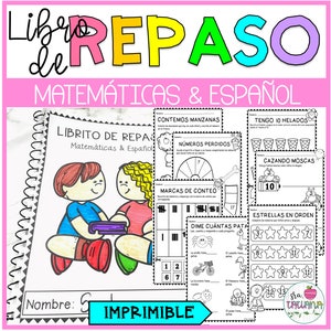 Printable Summer Packet Review in Spanish | Libro de Repaso de Español y Matematicas | Spanish for kids | Spanish bilingual | PDF