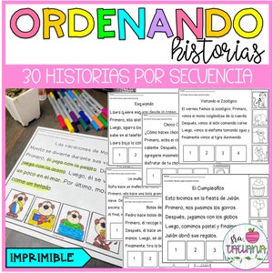 Ordenando Historias par Secuencia | Compréhension de lecture | Histoires espagnoles | Feuilles d'exercices d'espagnol pour enfants | Lire en espagnol | Imprimable
