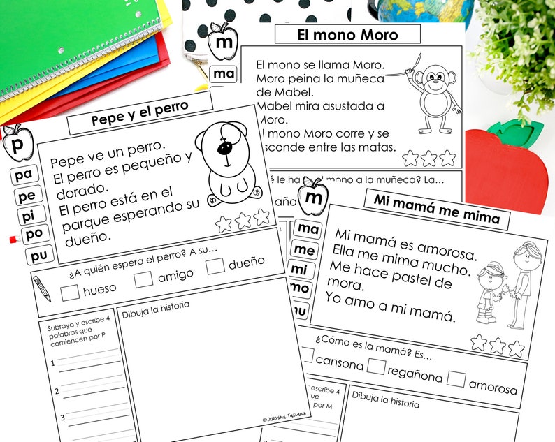 Printable Spanish Reading Comprehension | Comprensión De Lectura Secuencia Silábica | Spanish ...