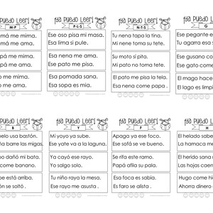 May include: A set of eight colourful flashcards with black and white illustrations and text in Spanish. Each card features a different letter of the alphabet and a corresponding word. The cards are designed to help children learn to read and spell in Spanish.