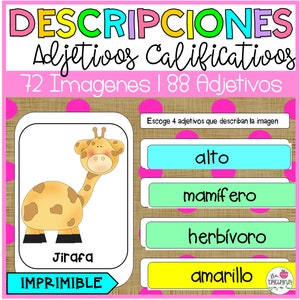 Spaanse beschrijvingen | Beschrijvingen in het español | Bijvoeglijke naamwoorden Calificativos | Spaanse woordenschat | Spaanse activiteiten | Spaans voor kinderen | Pdf