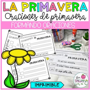La primavera | Oraciones de Primavera | Silabas | Spring Season in Spanish | learn Spanish | Spanish Worksheets | Spanish writing activities