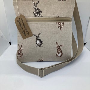 cross body bag, shoulder bag, gifts for friends, gifts for her, Mother’s Day gift, Hare fabric