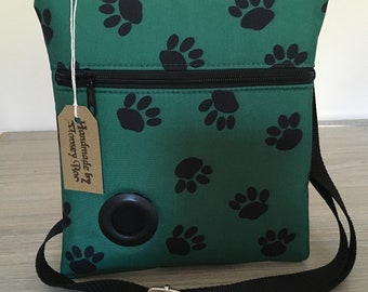 Waterproof Dog walking bag, cross body bag, dog bag,   waterproof repellent fabric dog walking bag