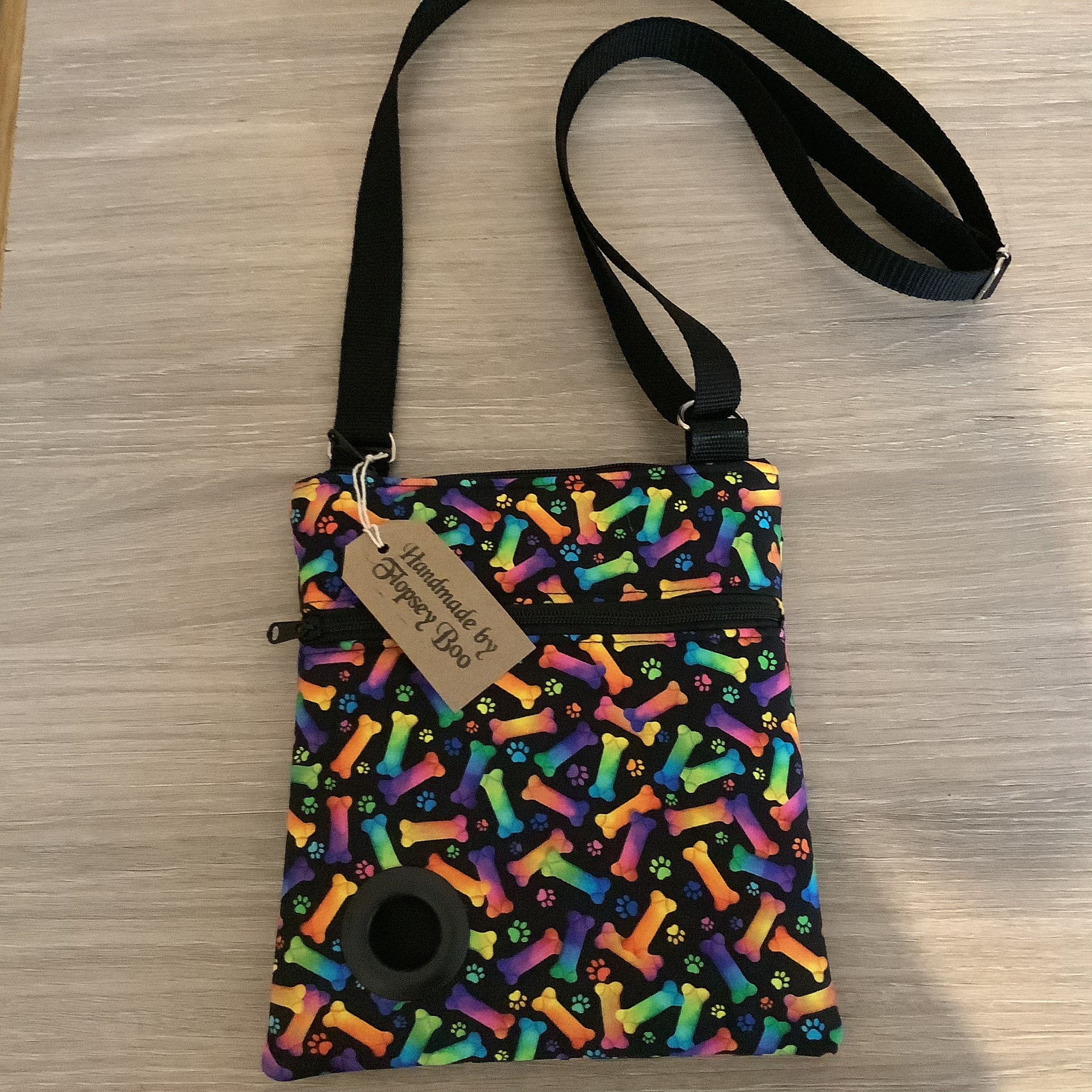 Dog Walking Bag, Cross Body Bag, Dog Bag, Dog Bone Fabric Dog Walking Bag, Cross Body Bag, Dog Bag, Dog Bone Fabric
