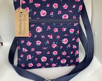 Liberty Fabric crossbody bag, Midnight Rose, floral bag, Mother’s Day gifts, gifts for her, handmade bags, Liberty gifts, gifts for mum