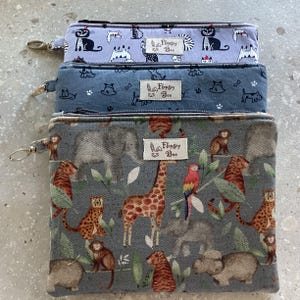 Handbag Organiser Pouch, Handmade Cotton Zip Bag, Padded Cosmetic Bag, Small Accessories Case, Gift for Her