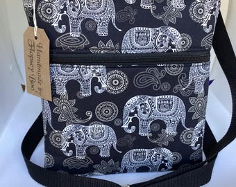 cross body bag, Elephants bag, shoulder bag, Handmade bags, Elephant gifts, gifts for mum, wildlife gifts
