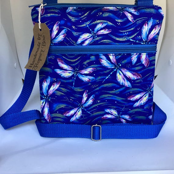 Handmade Dragonfly Crossbody Bag: Royal Blue Wildlife Gift