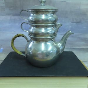 Queen Art Pewter Stackable Tea Serving Trio