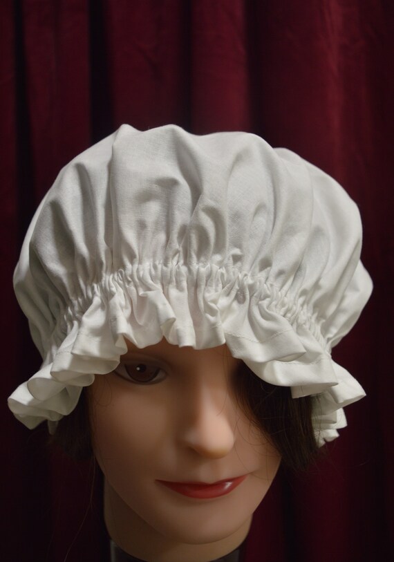 White Cotton Mop Cap Victorian Colonial 