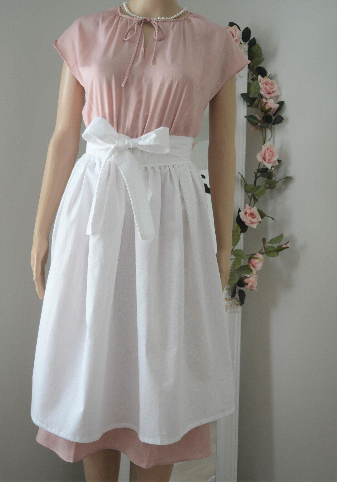 White Cotton Half Apron S, White Cotton Half Apron S Ladies, White Cotton Waist Apron Size S