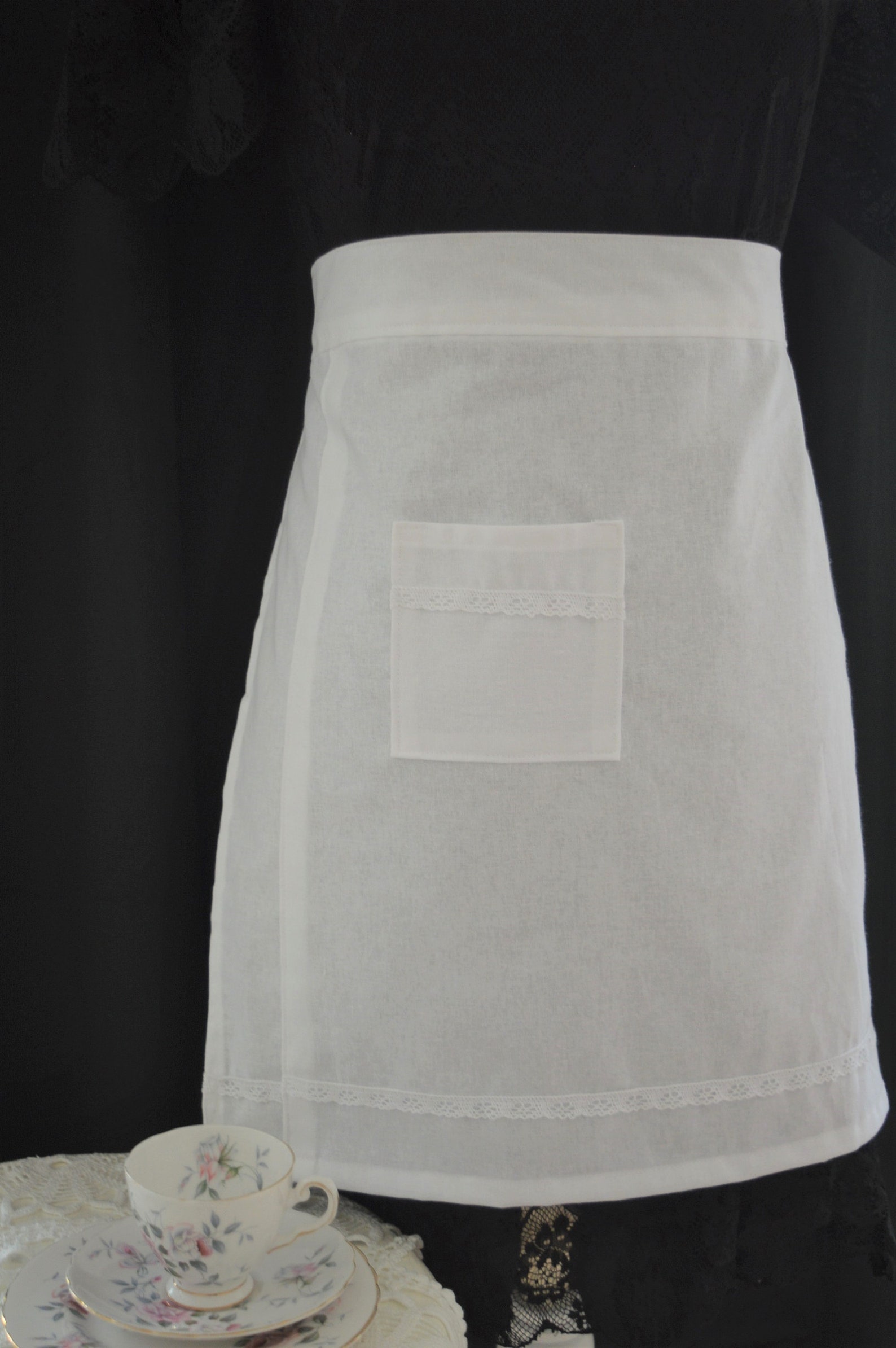 Parlor Maid half apron pocket white Hostess half apron white Etsy