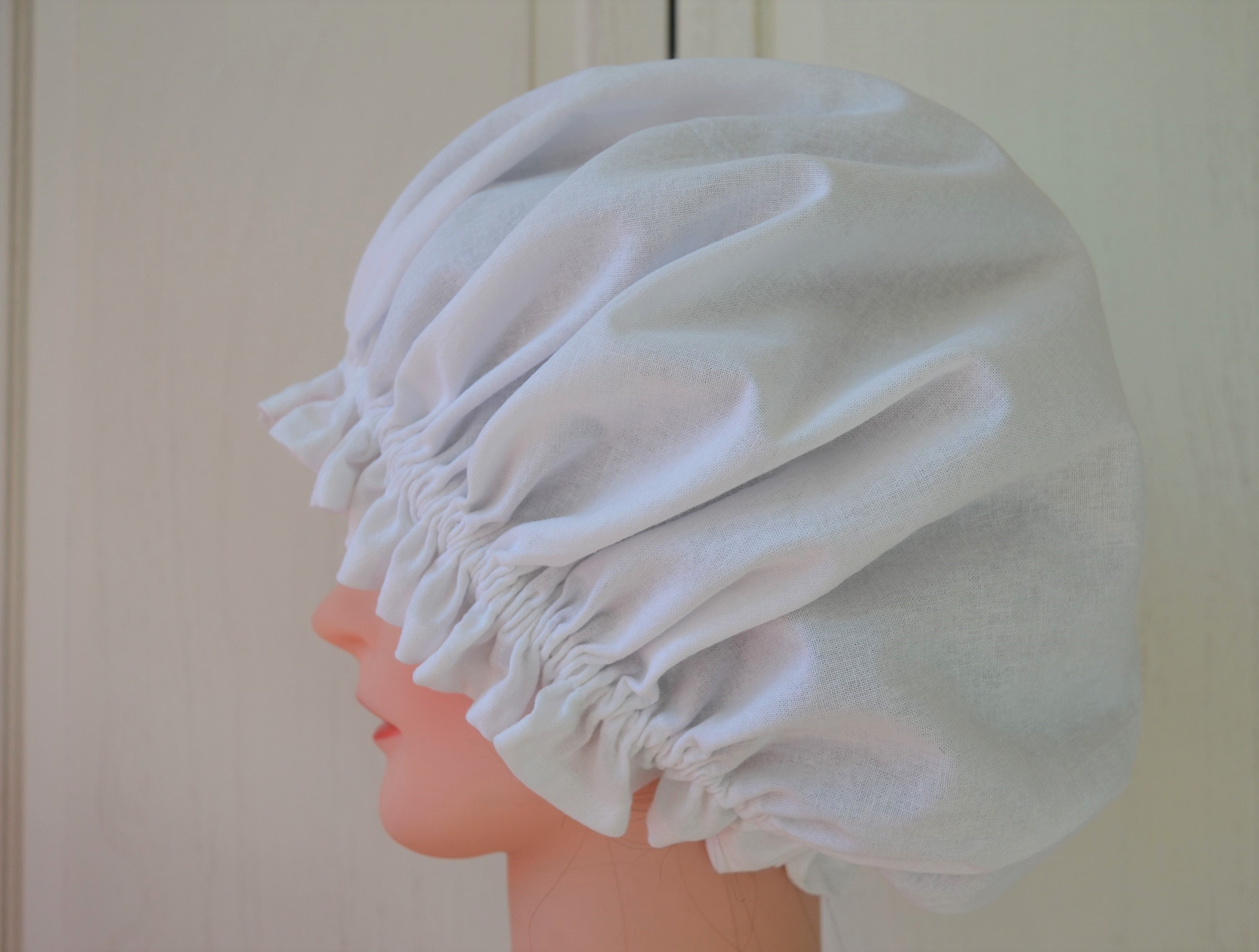 White Cotton Mop Cap, Victorian Colonial Pioneer Prairie Mop Hat, White