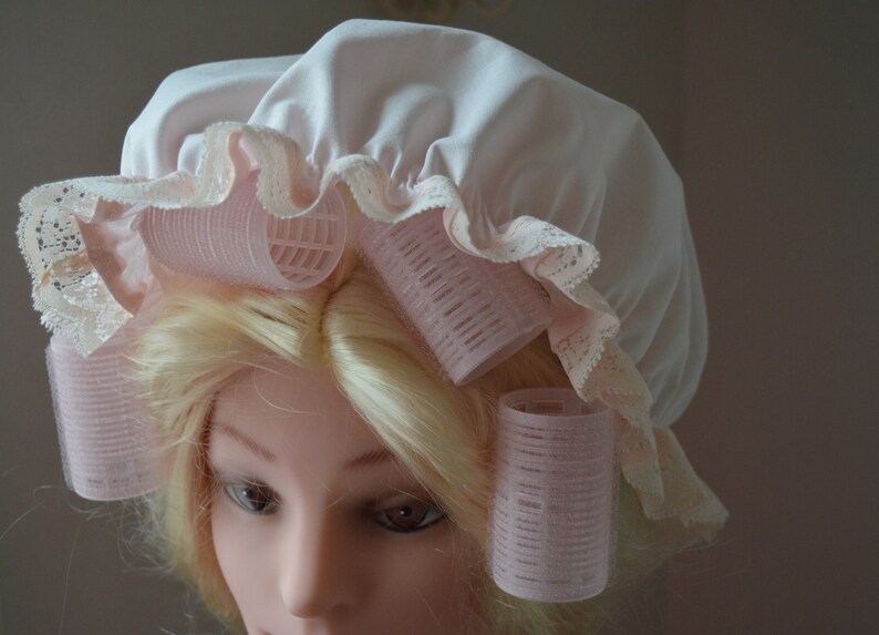 Powder pink cotton hair rollers curler cover cap sleeping cap Etsy