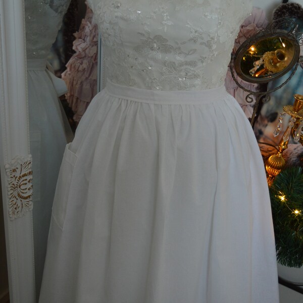 White Apron Wrap Pique Top