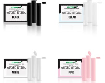 Tubos de plástico con tapa abatible Kopperko de 116 mm: a prueba de niños, sin fugas, 4 colores