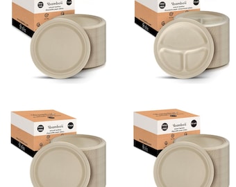 Platos de papel desechables de bambú Ibambo: platos compostables, libres de PFAS, de alta resistencia