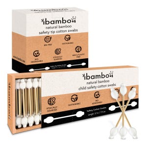 Ibambo 竹製子供用安全綿棒 - 耳と鼻の掃除用ベビー綿棒