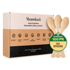 Ibambo Natural Bamboo Cutlery Sets Forks, Spoons, Knives, or Combo Biodegradable, Sustainable Utensils Ecofriendly Disposable Flatware image 10