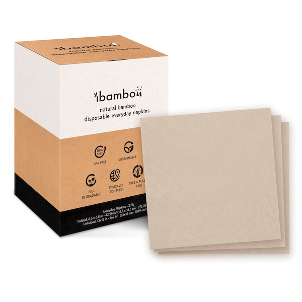 Serviettes de table en bambou Ibambo pour le déjeuner - Serviettes de table écologiques 2 épaisseurs - Serviettes de table en bambou pour la maison et les fêtes