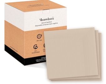 Ibambo Bamboo Entertainment Dinner Napkins - 3-Ply Ecofriendly Disposable Napkins - Bamboo Napkins for Home, Parties