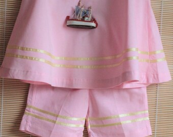 Süßes rosa Top/Tunika/Hängerchen und passende rosa Shorts für Mädchen aus 100% Baumwolle/Jersey