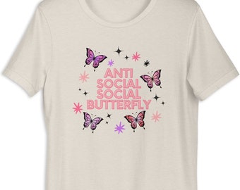Anti Social Social Butterfly Tee | Pink