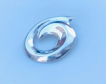 Vintage Mexico silver swirl brooch