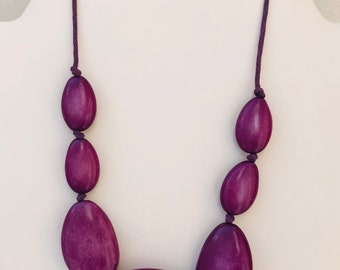 Fun purple stone and string adjustable length necklace