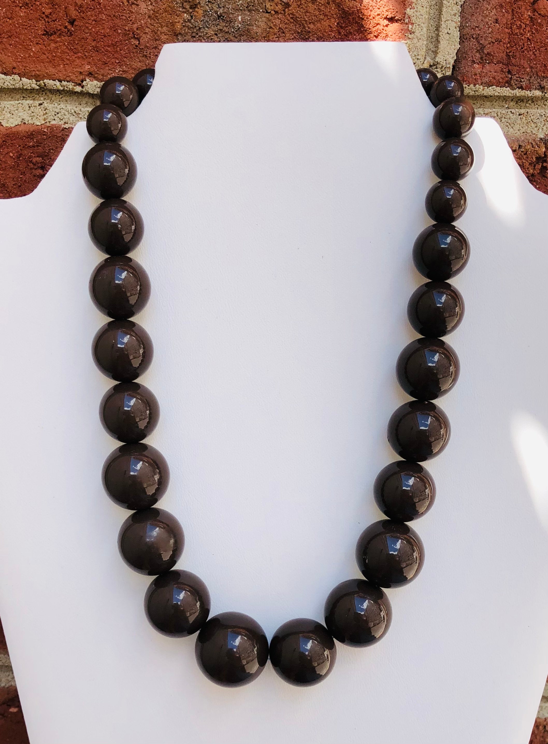 Vintage large brown bead necklace | Etsy