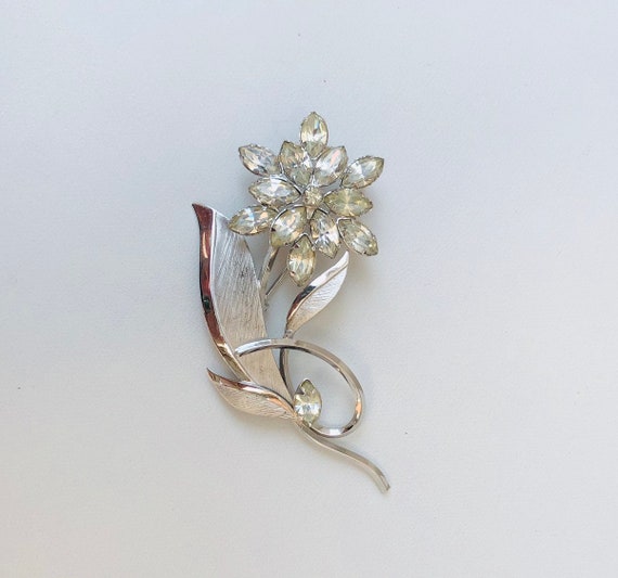 Sterling Silver Victorian Crystal Stone Brooch