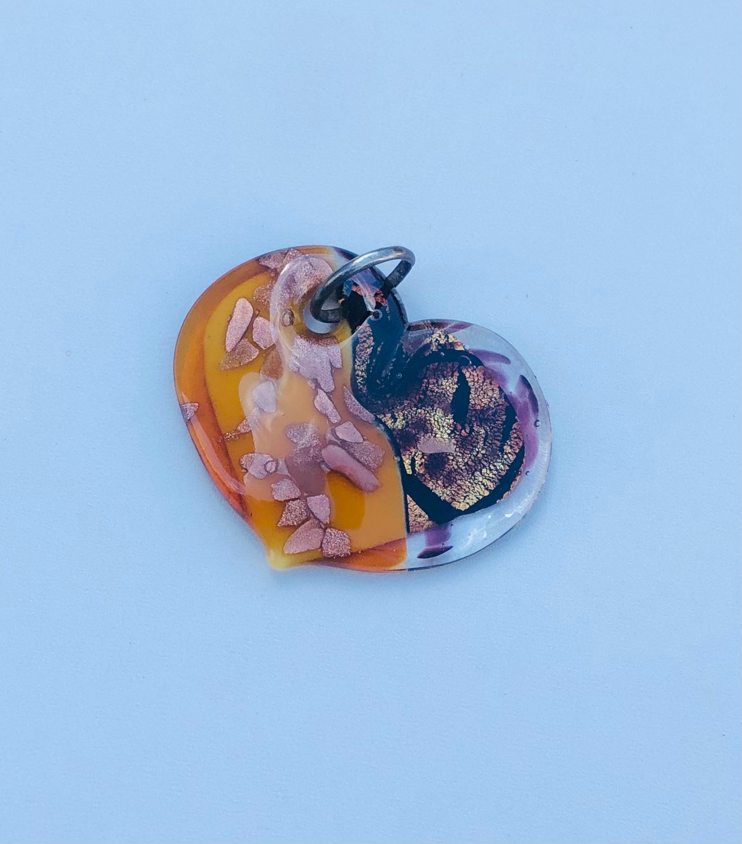 Large Glass Heart Pendant | Etsy