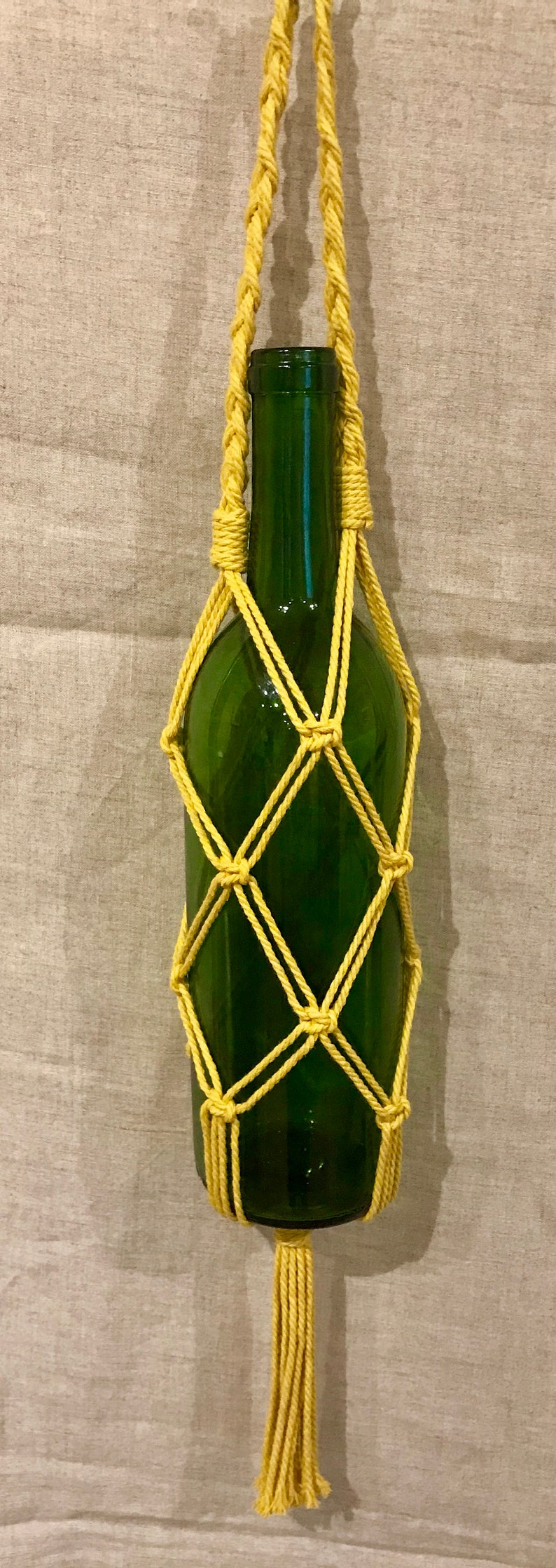 Wine Bottle Bag, wine bottle carrier, wine gift holder, housewarming gift, wine tote, wine carrier Yellow