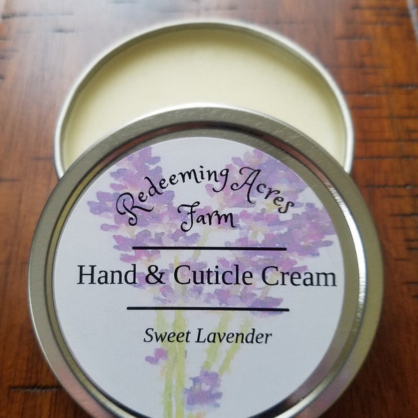 Sweet Lavender Hand & Cuticle Cream - Soothing - Simple - Local - Truly All Natural - Pastured Pork Lard - Beeswax