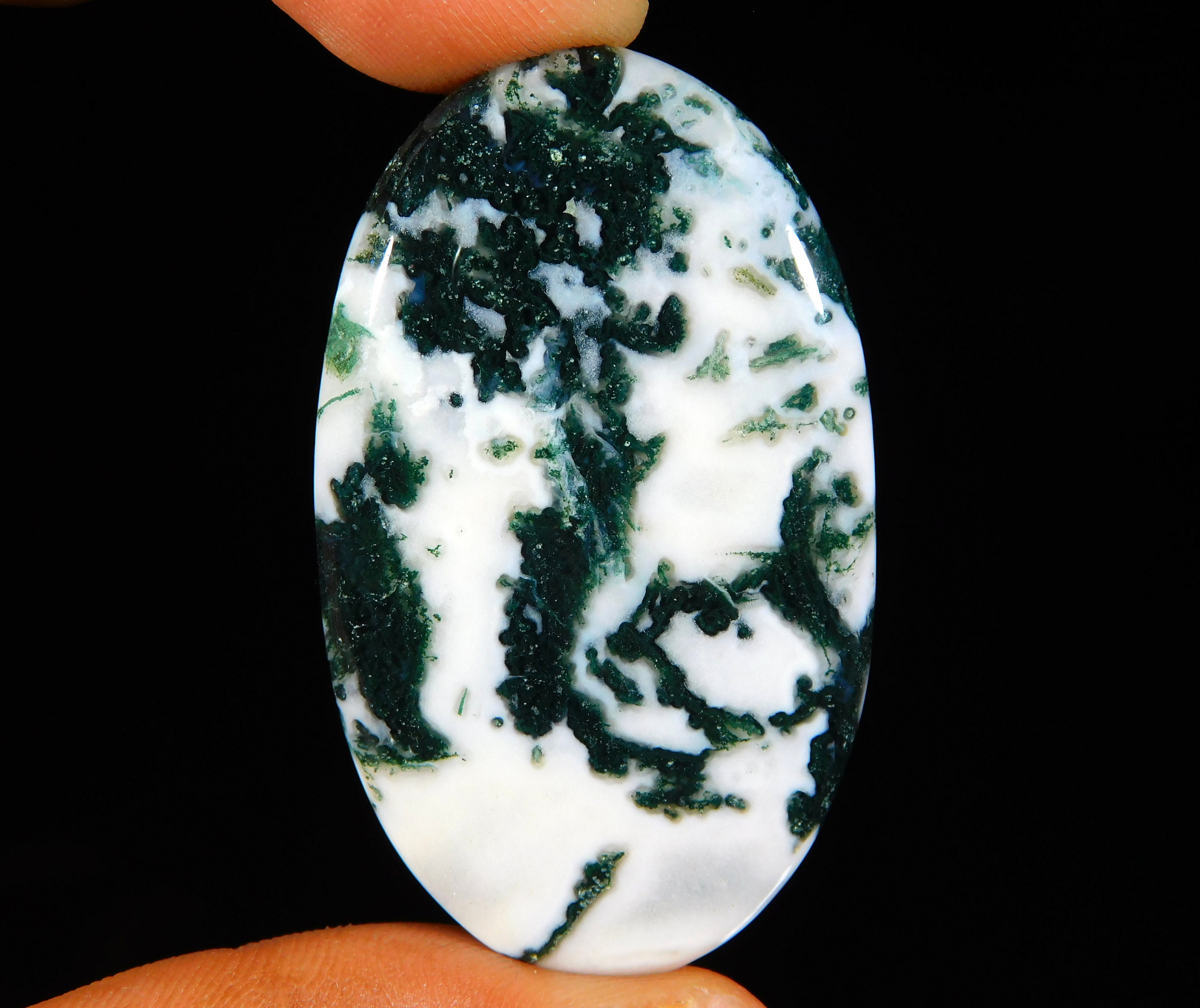 Moss Agate Cabochon 73.00 Ct Natural Tree Moss Agate Oval | Etsy