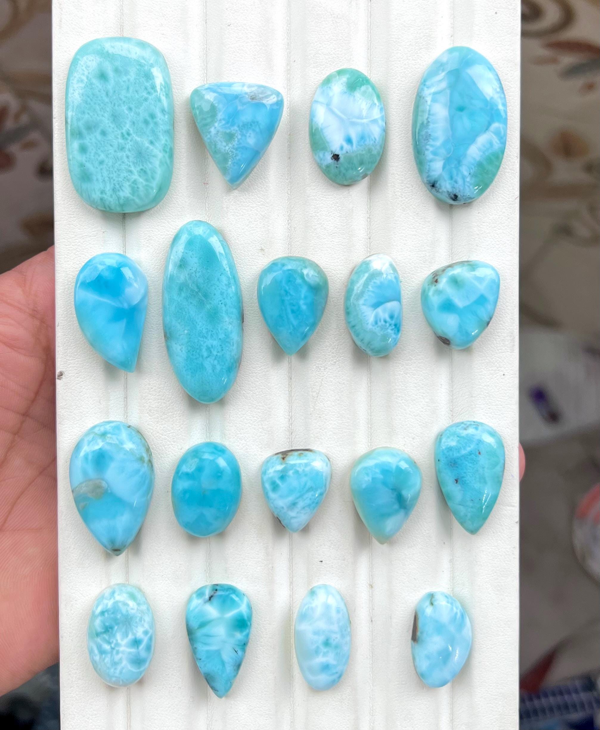 Cabochon Larimar Naturel - Dominicano, Bleu Ciel Ovale 7.3g - Pierre Précieuse #LC86