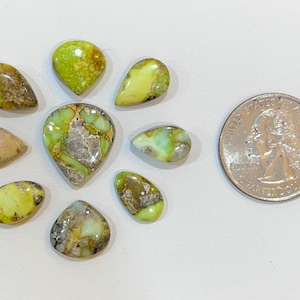 Palomino Cabochon Gemstone Lot: AAA+ Quality, Jewelry Making, 36 Carat (9 Pieces, 18-13mm Length)