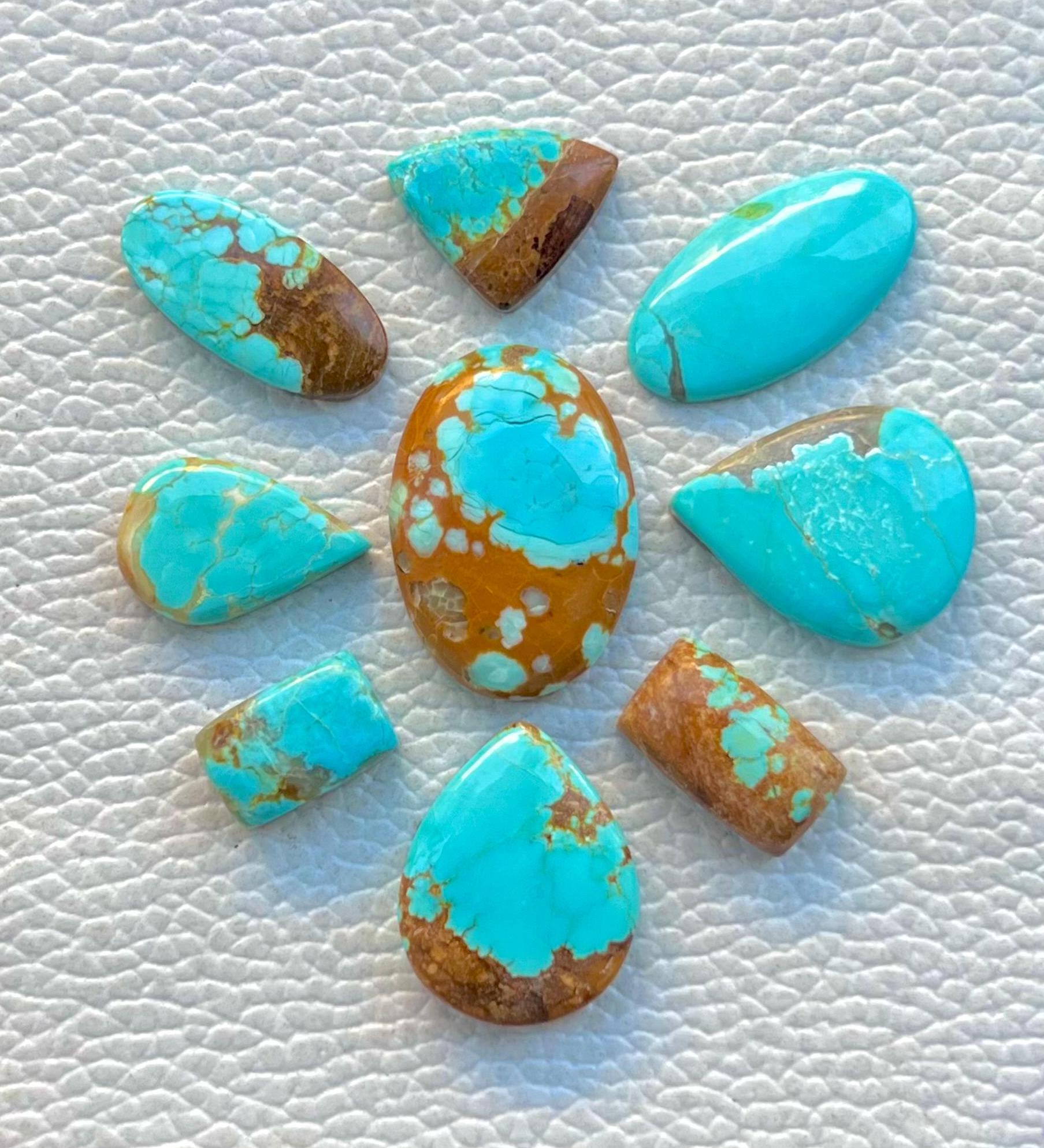 Number Eight Turquoise Cabochon Lot: Nevada Gemstone Mix (74.00 Carat)