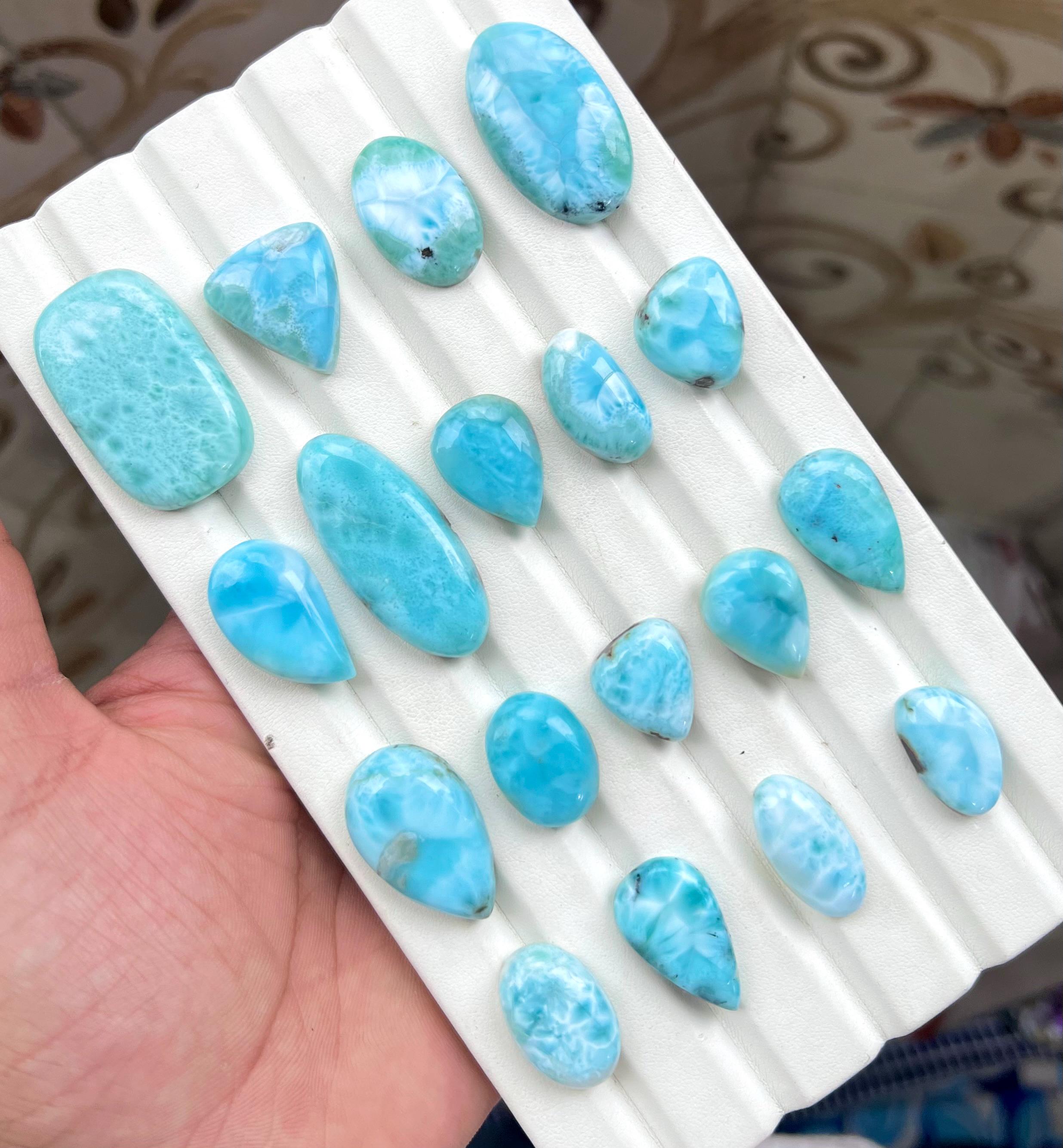Anillo de Larimar dominicano, anillo de piedra preciosa de Larimar de