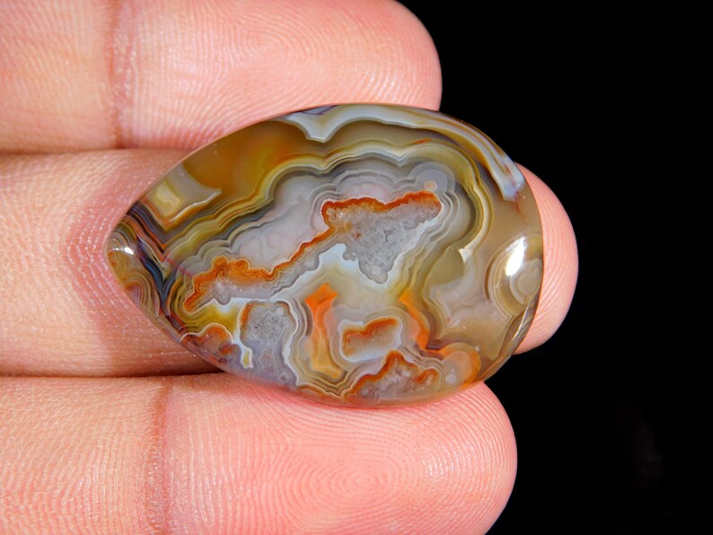 33.CT Exclusive Top Grade Quality Natural Designer Mexican Crazy Lace Agate Pear Gemstone 20x34x6MM Approx Loose Cabochon Jewelry Making.