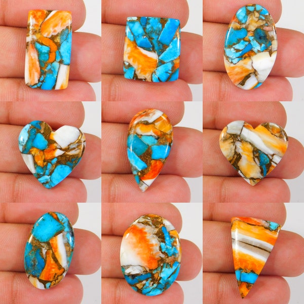 Natural Spiny Oyster Turquoise Kingman Cabochon Spiny Oyster Turquoise Gemstone Earring Jewellery Making Gemstone Wholesale Price