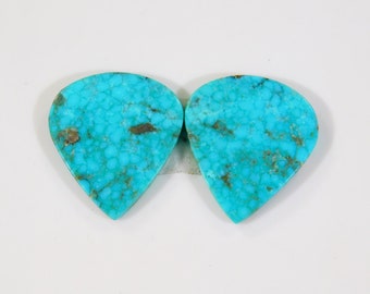 23.CT Natural Campitos Turquoise Matched Pair Cabochon Calibrated Turquoise Gemstone 23x20x3MM Approx Turquoise Earring Jewelry Arizona Mine