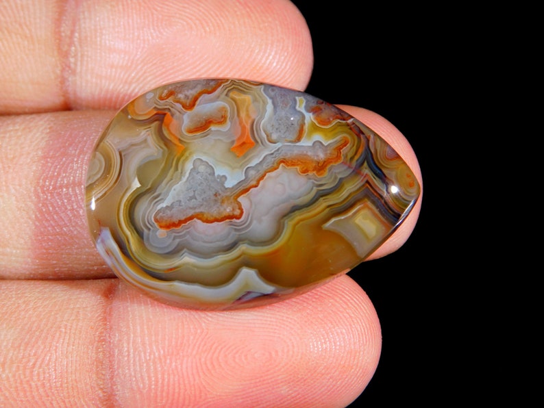33.CT Exclusive Top Grade Quality Natural Designer Mexican Crazy Lace Agate Pear Gemstone 20x34x6MM Approx Loose Cabochon Jewelry Making.