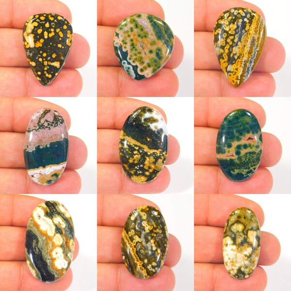 Natural Ocean Jasper Cabochon, Mix Shape Designer Jasper Gemstone, Loose Gemstone Cabochon For Jewelry Making Supply, New Year's Gift