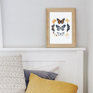 Yellow butterflies PRINT, insect wall art