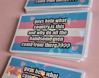 Transgender Country Flag Sticker - Holographic Waterproof for Indoor Outdoor use FtM Mtf Nonbinary - 3 Designs